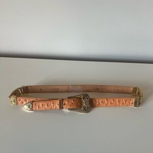 Vintage Gold and Tan Western Ostrich Leather Women's Belt